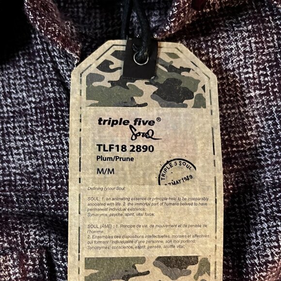 Nwt ❗️TRIPLE FIVE SOUL MEDIUM Gingham Western Boho Plum Flower  Button up Shirt - Picture 2 of 6